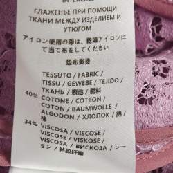 Pre Owned بدلة غوتشي دانتيل وردي مفصلة بنطال مقاس صغير