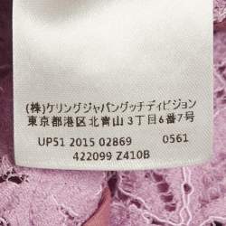 Pre Owned بدلة غوتشي دانتيل وردي مفصلة بنطال مقاس صغير