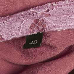 Pre Owned بدلة غوتشي دانتيل وردي مفصلة بنطال مقاس صغير