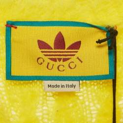 Pre Owned Gucci X Adidas Yellow Embroidered Faux Fur Buttoned Cardigan XL