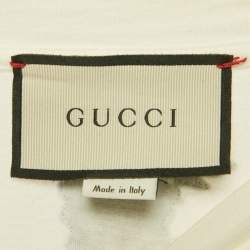 Pre Owned تي شيرت غوتشي قطن أبيض بطبعة ممزق مقاس متوسط 