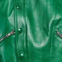 مملوكة مسبقًا معطف غوتشي جلد لامع أخضر مع حزام مقاس متوسط (ميديم)