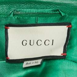 مملوكة مسبقًا معطف غوتشي جلد لامع أخضر مع حزام مقاس متوسط (ميديم)