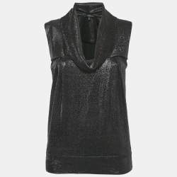 Pre Owned Gucci Black Lurex Sleeveless Top M