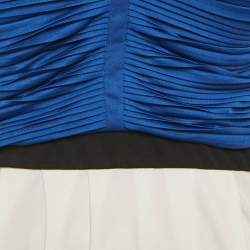 Pre Owned Gucci Blue & White Jersey Pleated Strapless Mini Dress S