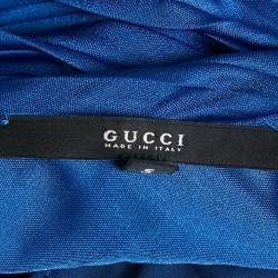 Pre Owned Gucci Blue & White Jersey Pleated Strapless Mini Dress S