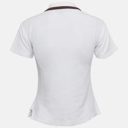 مملوكة مسبقًا قميص غوتشي تيري أبيض بتطبيق GG مناسب مقاس صغير (سمول)