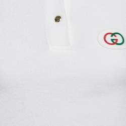 مملوكة مسبقًا قميص غوتشي تيري أبيض بتطبيق GG مناسب مقاس صغير (سمول)