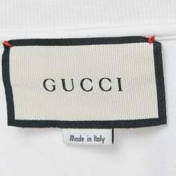 مملوكة مسبقًا قميص غوتشي تيري أبيض بتطبيق GG مناسب مقاس صغير (سمول)