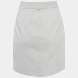 Pre Owned تنورة غوتشي قصير كوردروي رمادي فاتح مقاس صغير (سمول)