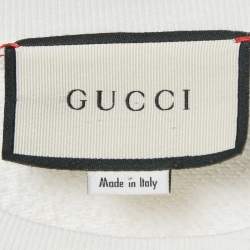 Pre Owned سويت شيرت غوتشي قطن أبيض مطرز تنس مقاس صغير (سمول)