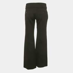 Pre Owned بناطيل غوتشي سوداء بتفاصيل GG كريب متسعة كبيرة