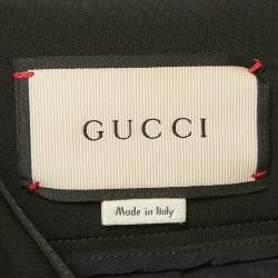 Pre Owned بناطيل غوتشي سوداء بتفاصيل GG كريب متسعة كبيرة