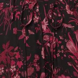 Pre Owned Gucci Black Floral Print Tiered Maxi Dress M