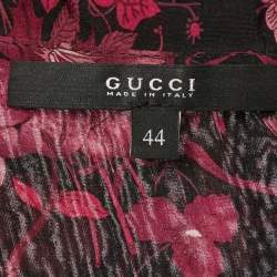 Pre Owned Gucci Black Floral Print Tiered Maxi Dress M
