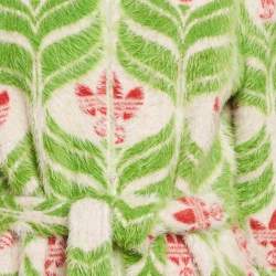 Pre Owned Gucci x Adidas Green Monogram Textured Knit Cardigan XS