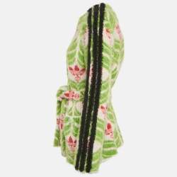 Pre Owned Gucci x Adidas Green Monogram Textured Knit Cardigan XS