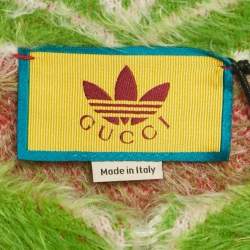 Pre Owned Gucci x Adidas Green Monogram Textured Knit Cardigan XS