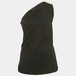 مملوكة مسبقًا Gucci Black Jersey One Shoulder Draped Top S