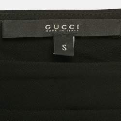 مملوكة مسبقًا توب غوتشي كتان أسود كتف واحد متدلي مقاس صغير (سمول)