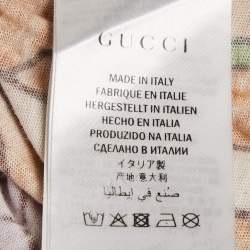 مملوكة مسبقًا تي شيرت غوتشي قطن أبيض بطبعة ممزق مقاس متوسط 