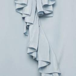 Pre Owned بلوزة غوتشي حرير أزرق مكشكشة مقاس صغير