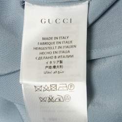 Pre Owned بلوزة غوتشي حرير أزرق مكشكشة مقاس صغير