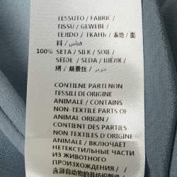 Pre Owned بلوزة غوتشي حرير أزرق مكشكشة مقاس صغير