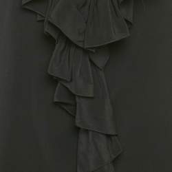 Pre Owned بلوزة غوتشي حرير سوداء بكشكش مقاس متوسط - ميديوم