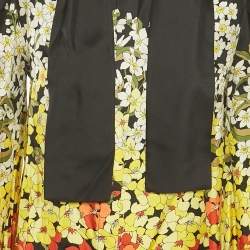 Pre Owned Gucci Multicolour Floral Print Silk Tie Neck Long Sleeve Blouse M