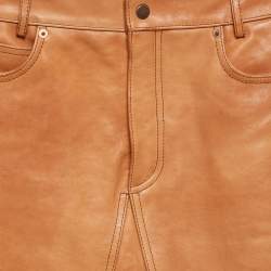 مملوكة مسبقًا تنورة غوتشي جلد بني بطول الركبة مقاس صغير