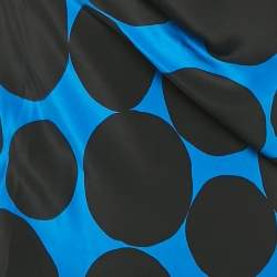 Pre Owned Gucci Blue/Black Polka Dots Silk Cowl Neck Mini Dress S