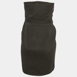 مملوكة مسبقًا فستان غوتشي قصير بلا حمالات مزيج حرير أسود صغير (سمول)