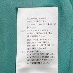 Pre Owned بلوزة غوتشي حرير أزرق بتفاصيل قوس أكمام طويلة مقاس كبير - لارج