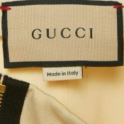 Pre Owned Gucci Cream Crepe and Silk Ruffle Trim Midi Skirt M