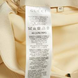 Pre Owned Gucci Cream Crepe and Silk Ruffle Trim Midi Skirt M