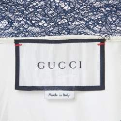 Pre Owned بلوزة غوتشي حرير ودانتيل مخطط متعدد الألوان مع ربطة عنق مقاس كبير