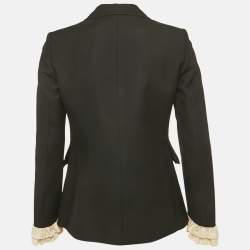 Pre Owned Gucci Black Silk Blend Ruffled Cuff Detail Jacket M