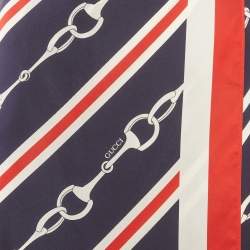 مملوكة مسبقًا Gucci Blue/Red Horsebit Print Silk Pencil S