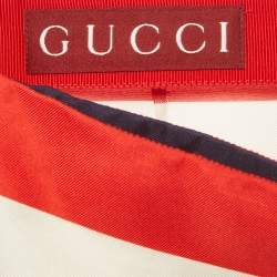 مملوكة مسبقًا Gucci Blue/Red Horsebit Print Silk Pencil S