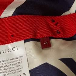 مملوكة مسبقًا Gucci Blue/Red Horsebit Print Silk Pencil S