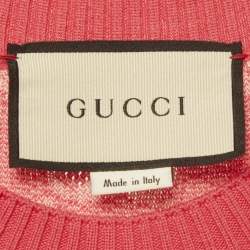 مملوكة مسبقًا فستان غوتشي تريكو جاكار وردي قصير مقاس صغير