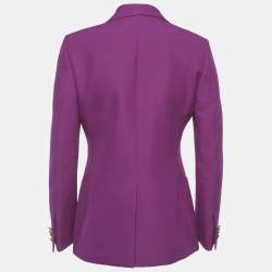 مملوكة مسبقًا جاكيت بليزر غوتشي كريب وردي مزدوج الصدر مقاس صغير