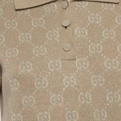 Pre Owned تي شيرت غوتشي بولو جاكار GG لاميه بيج مقاس صغير