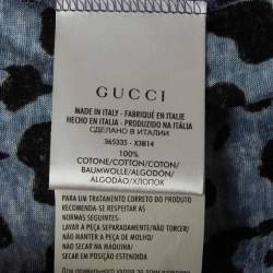 Pre Owned تي شيرت غوتشي جيرسي بنقشة النمر الأزرق مقاس صغير جداً