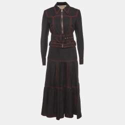 Pre Owned بذلة جاكيت وتنورة غوتشي هوليوود بابيلون مزينة بالترتر قماش سوداء مقاس صغير