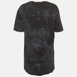 مملوكة مسبقًا قميص غوتشي قطن أسود مطرز مهترئ بنصف كم صغير