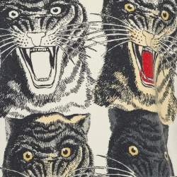 Pre Owned Gucci Cream Vintage Logo Tiger Print Cotton Oversized Sweatshirt L