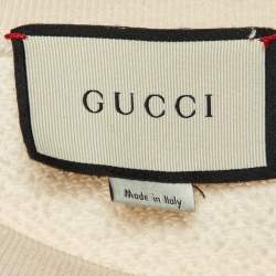 Pre Owned Gucci Cream Vintage Logo Tiger Print Cotton Oversized Sweatshirt L