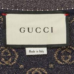 Pre Owned Gucci Blue GG Lame Wool Cardigan S